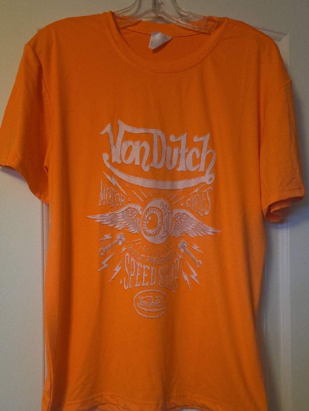 Von Dutch Bright Orange Graphic Tee with White Logo